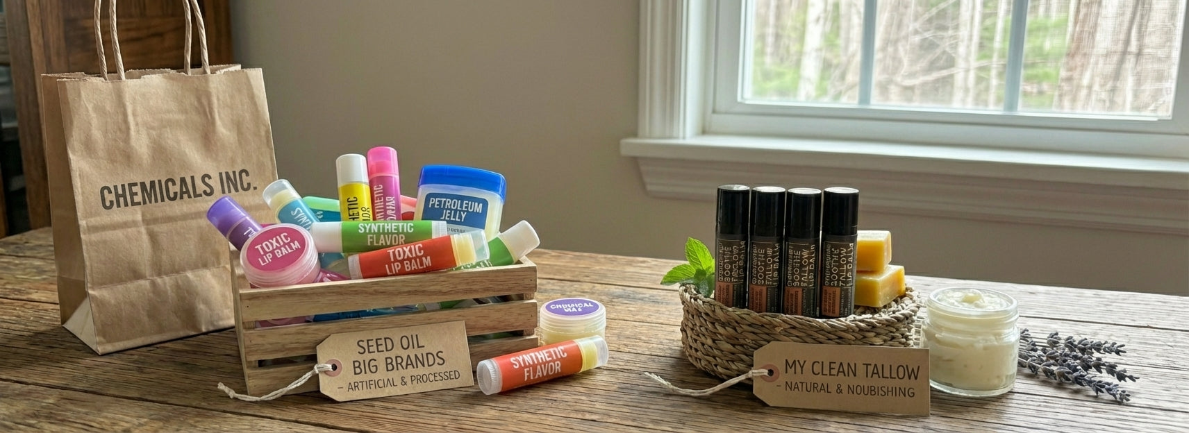 Featured image for Why Most Lip Balms Dry Your Lips Out (And Why Tallow Lip Balm Is the Better Alternative)