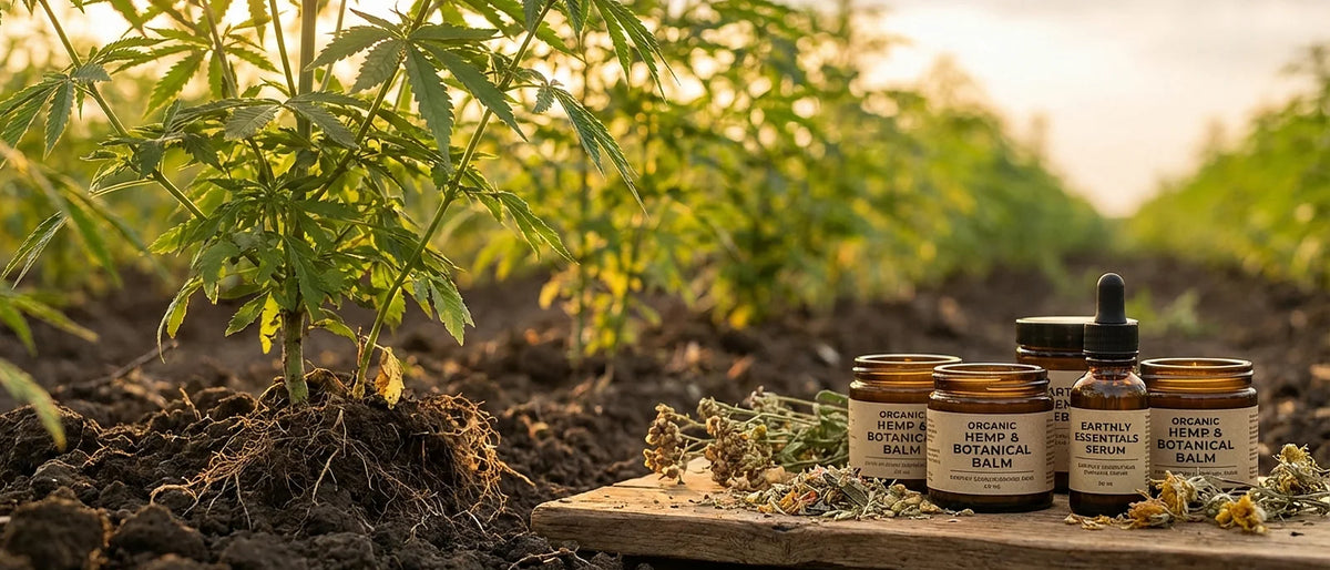 Healthy hemp plants growing in nutrient-rich soil under optimal climate conditions