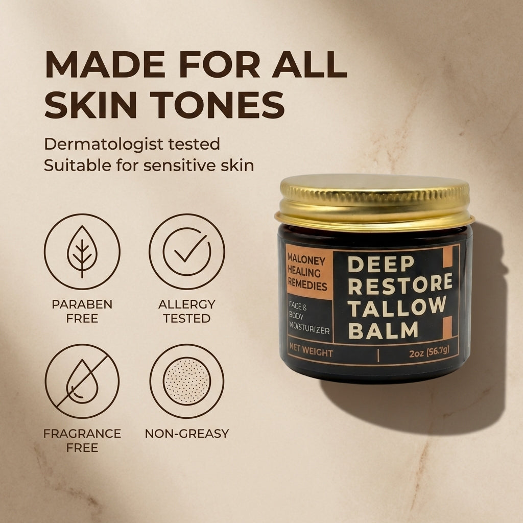 Deep Restore Tallow Balm Moisturizer For Dry, Sensitive Skin, Wrinkles