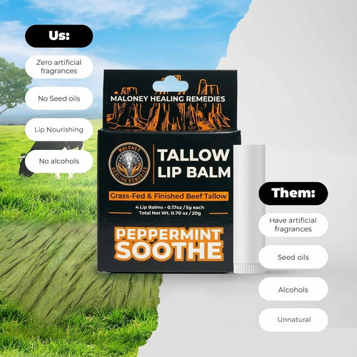 Beef Tallow Lip Balm - Organic Lip Care with Beeswax & Essential Oils