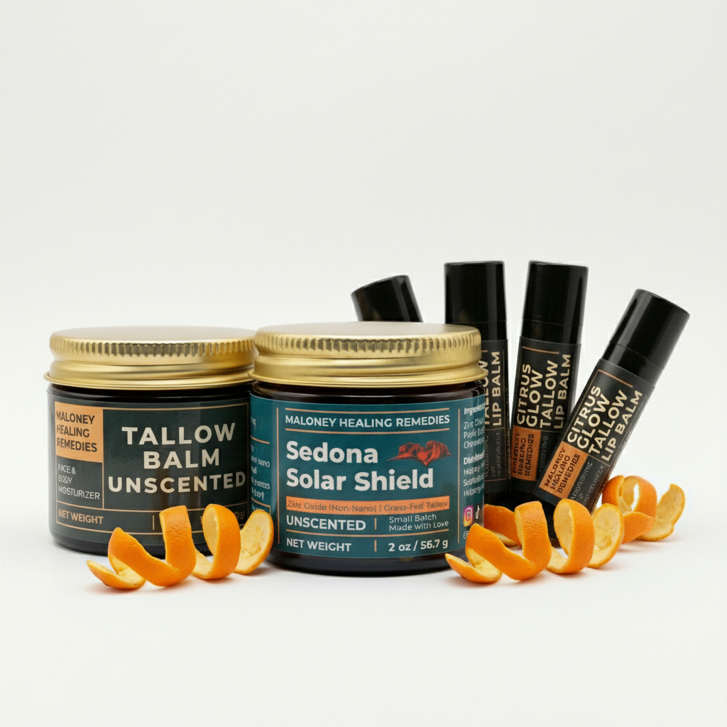 Daily Skin Defense Bundle | Unscented Tallow Balm, Mineral Sun Balm & 4 pack of Lip Balm