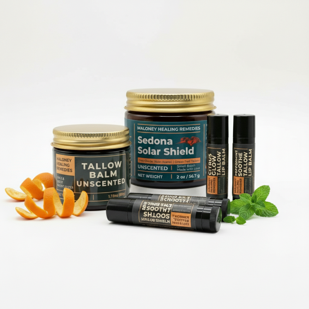 Daily Skin Defense Bundle | Unscented Tallow Balm, Mineral Sun Balm & 4 pack of Lip Balm